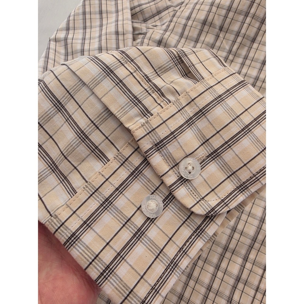Haggar Mens Button Down Shirt XL NWT Natural Plaid All Day Comfort  Regular $60 - Picture 7 of 8